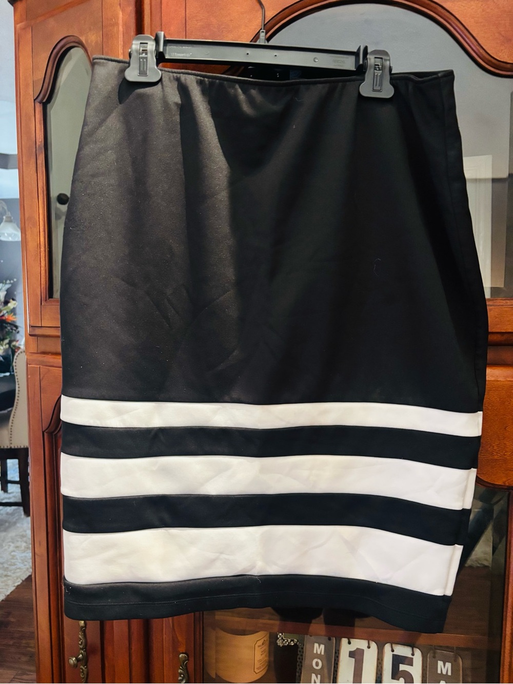 Black Pencil Skirt with White Stripes